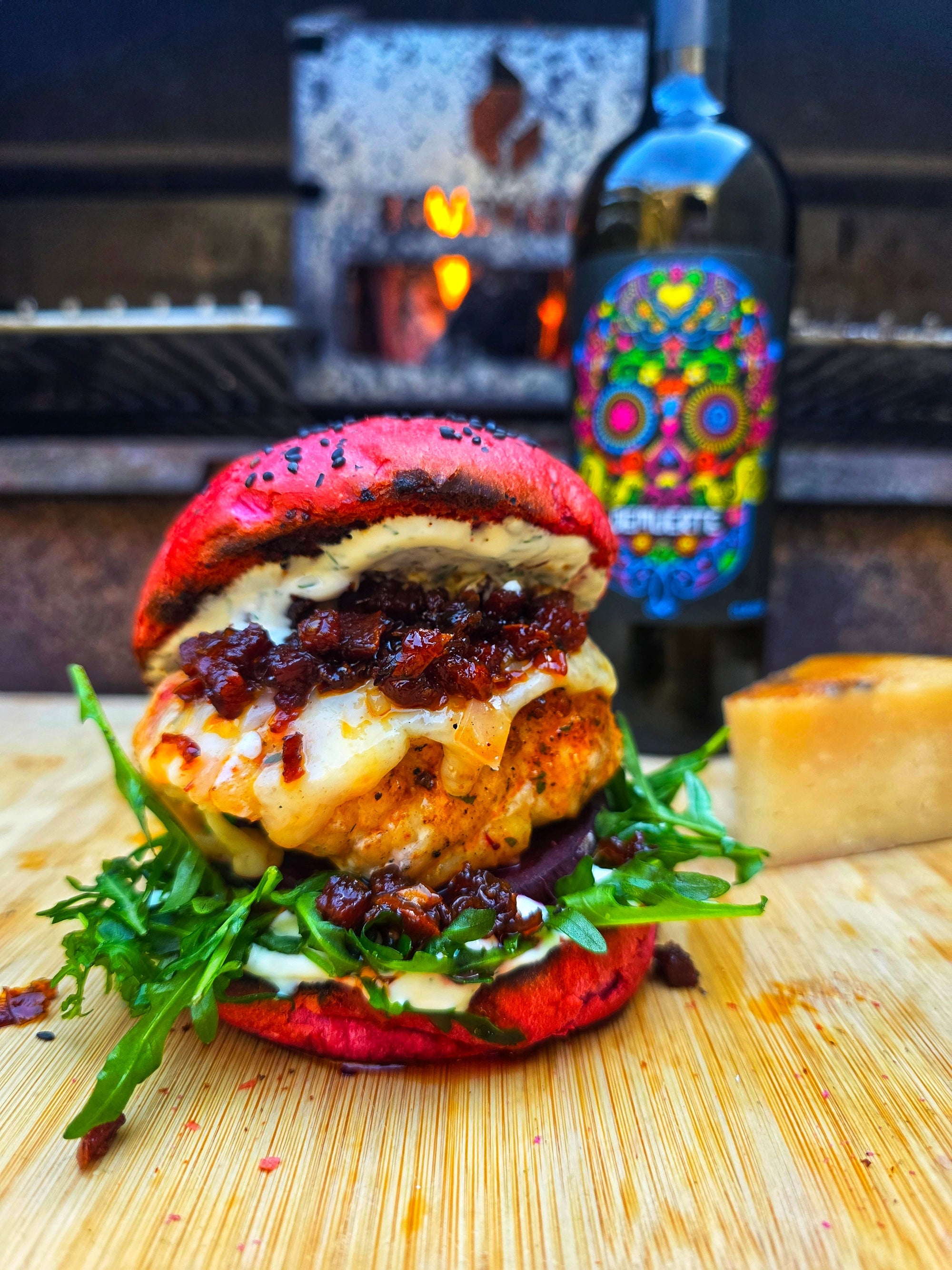 Zeeduivel Burger van de BBQ met Chorizo-Ui Jam